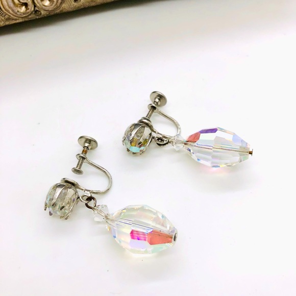 Vintage Aurora Borealis Deco Crystal Earrings 💎 💎 - Picture 6 of 9